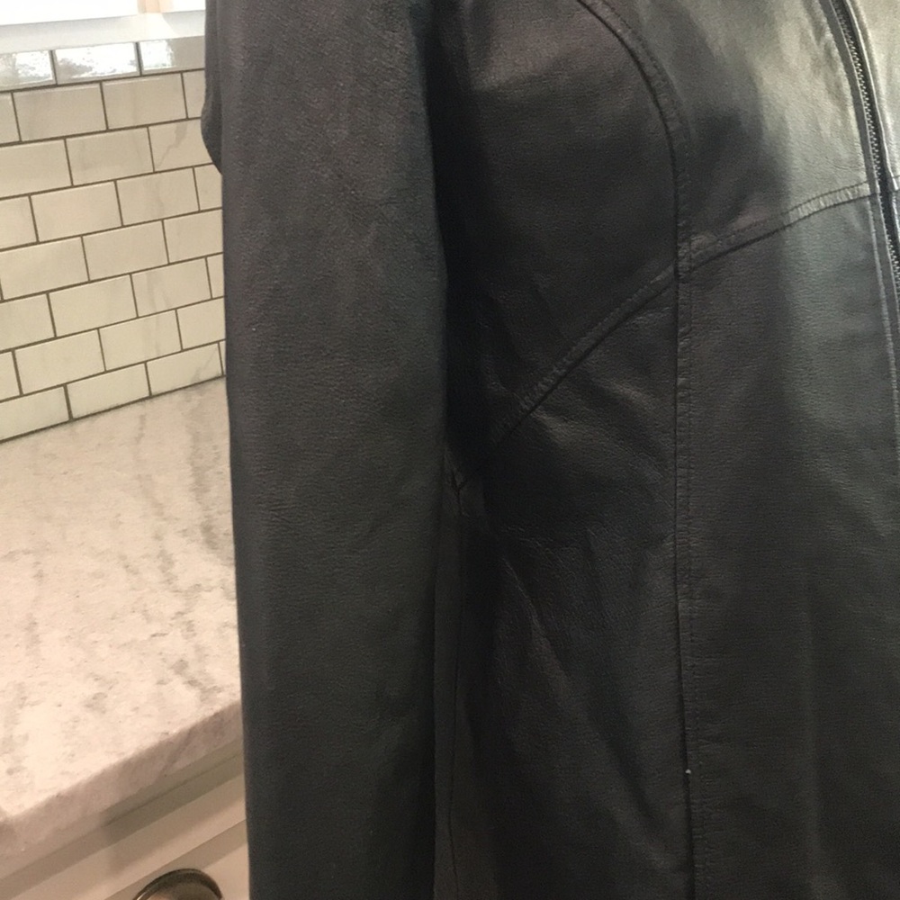 Jacqueline Ferrar Black Leather Tailored Jacket M - Picture 2 of 7